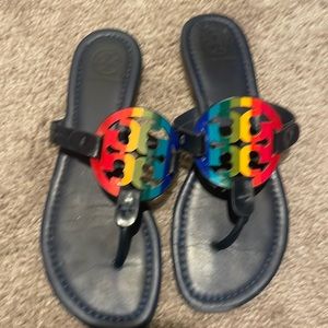 Tory Burch navy Miller sandals. 7m.